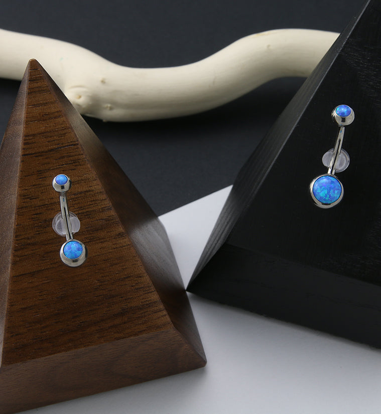 Double Blue Opalite Titanium Belly Button Ring