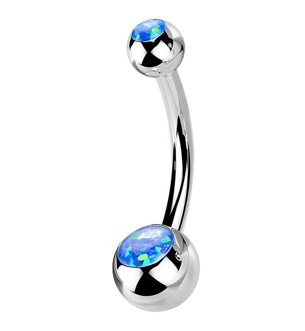 Double Blue Opalite Titanium Belly Button Ring