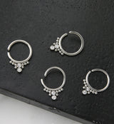 Double CZ Shill Bead Annealed Seamless Hoop Ring