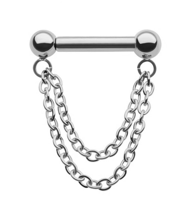 Double Dangle Chain Threadless Septum Bar