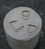 Double Dangle Chain Threadless Titanium Barbells
