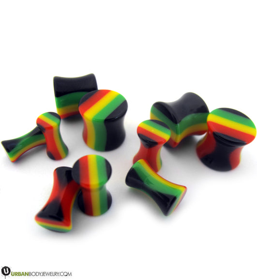 Double Flare Rasta Striped Plugs