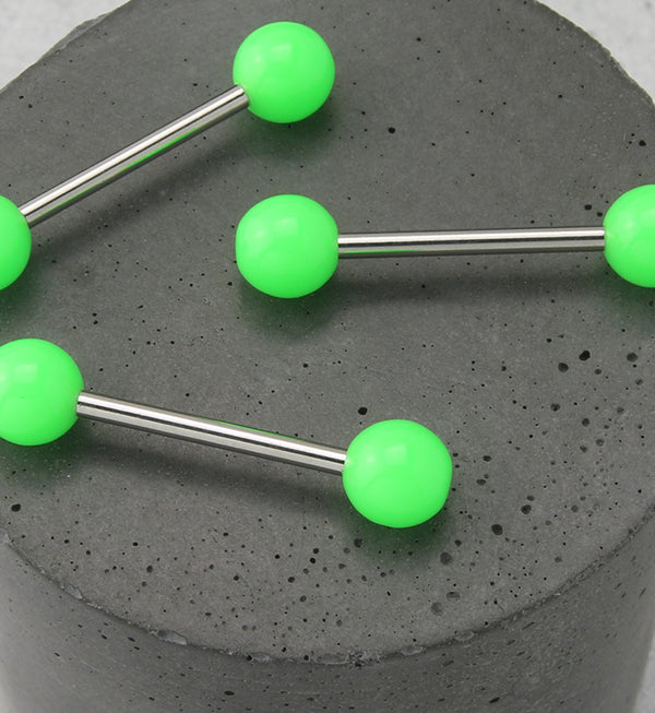 Double Green Ball Stainless Steel Barbell