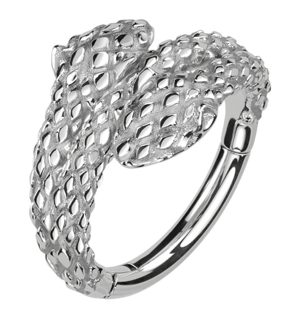 Double Head Snake Twist Stainless Steel Hinged Segment Ring