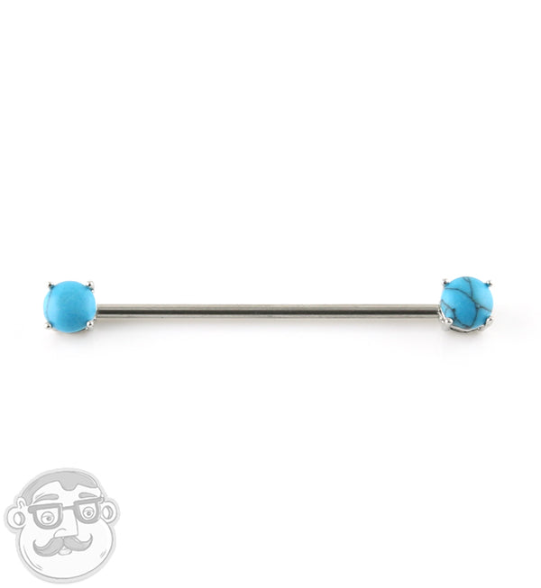 14G Double Howlite Turquoise Stone Industrial Barbell