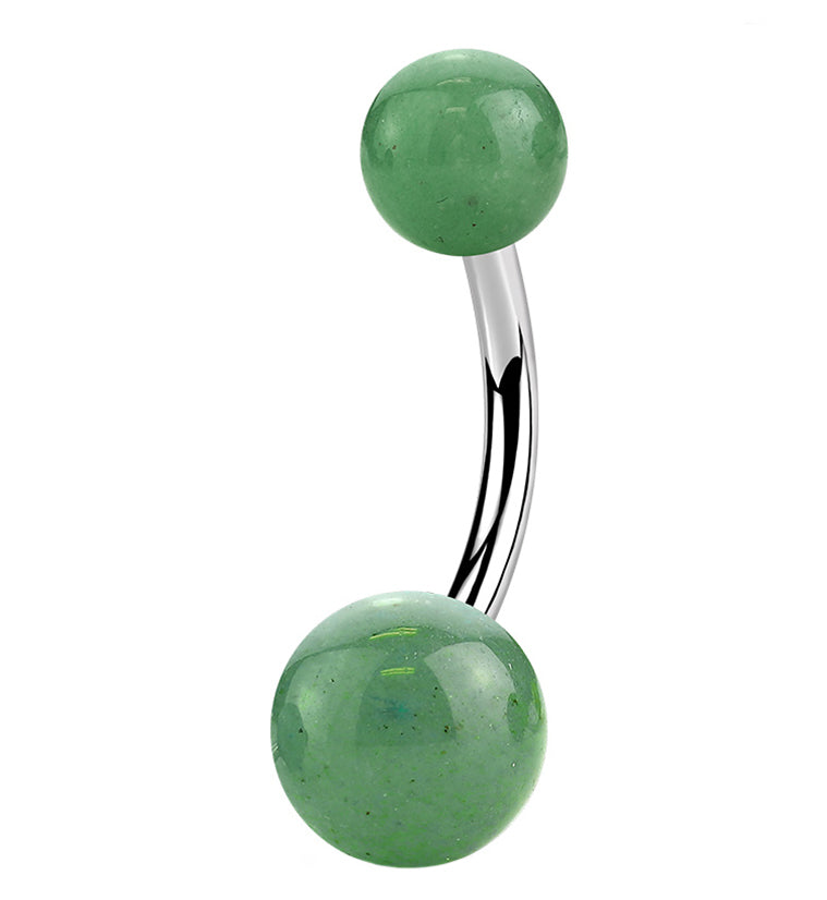 Double Jade Green Stone Belly Ring