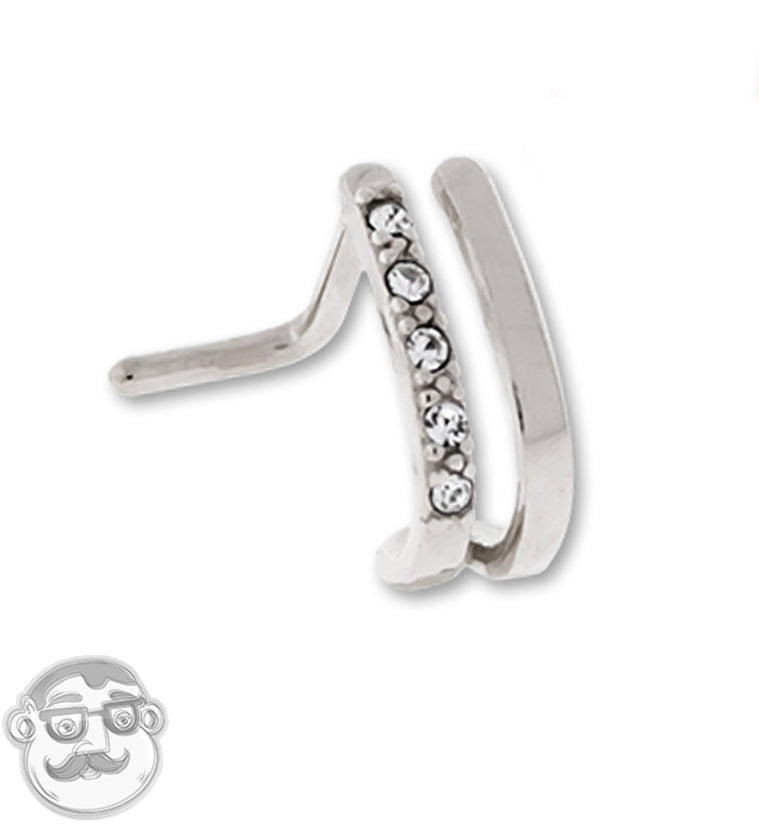 18G Double Line CZ Nose Curve Ring