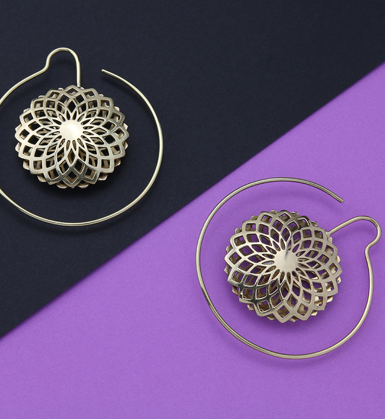 Double Mandala Brass Earrings