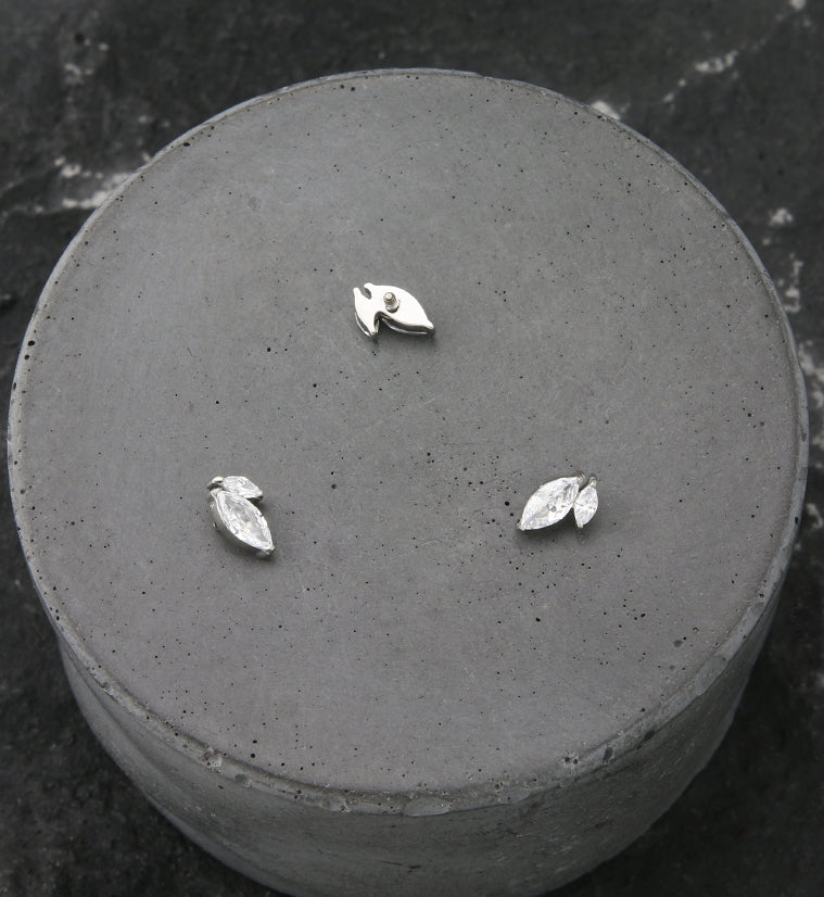 Double Marquise Clear CZ Titanium Internally Threaded Top
