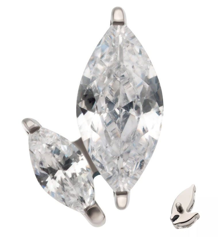 Double Marquise Clear CZ Titanium Internally Threaded Top