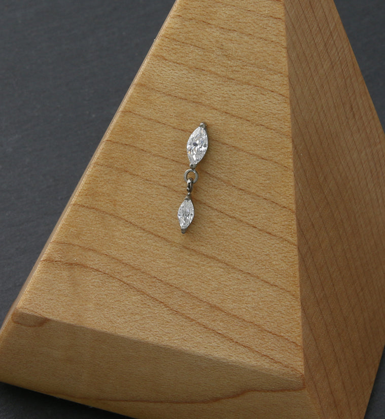Double Marquise Dangle CZ Threadless Titanium Top
