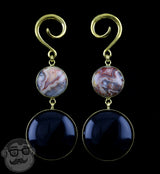 Doublet Obsidian X Crazy Lace Agate Stone Hanging Ear Weights