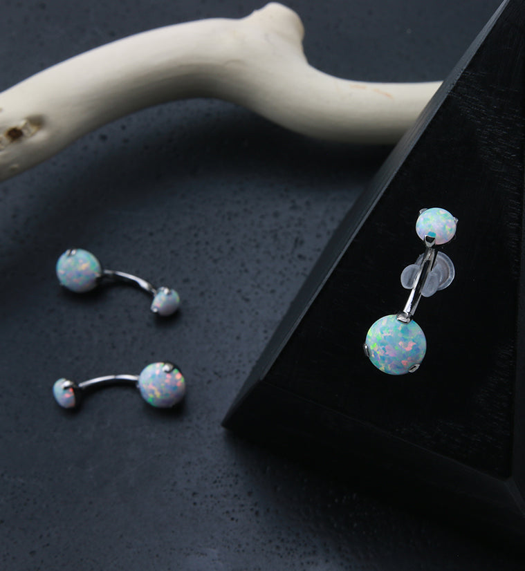 Opalite Cabochon Titanium Belly Button Ring