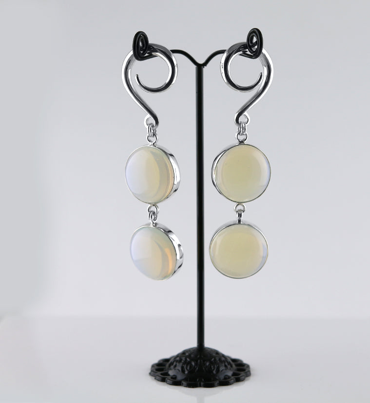 Double Opalite Glass Hanging Ear Weights