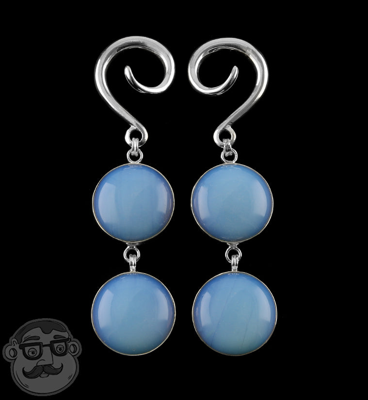 Double Opalite Glass Hanging Ear Weights