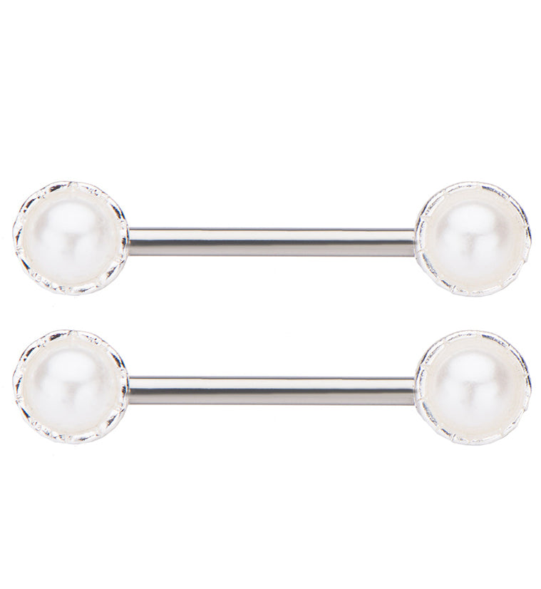 14G Double Pearl Nipple Barbell