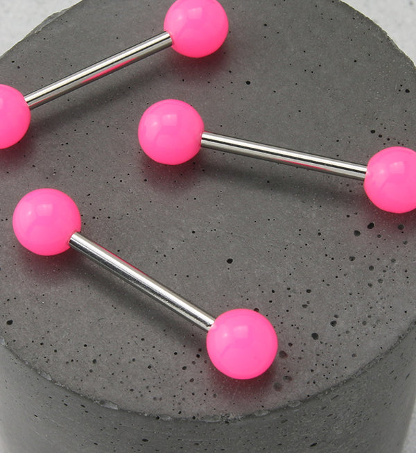 Double Pink Ball Stainless Steel Barbell