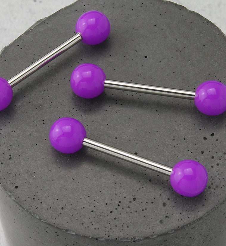 Double Purple Ball Stainless Steel Barbell