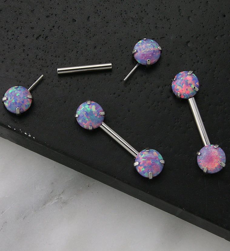 Double Purple Opalite Threadless  Barbell