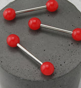 Double Red Ball Stainless Steel Barbell
