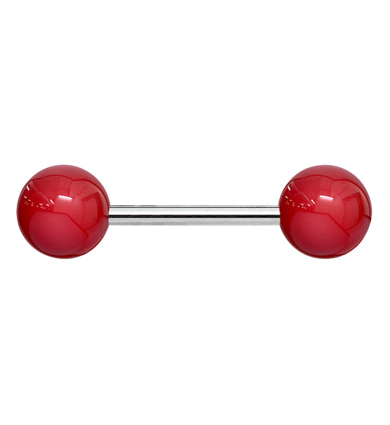 Double Red Ball Stainless Steel Barbell
