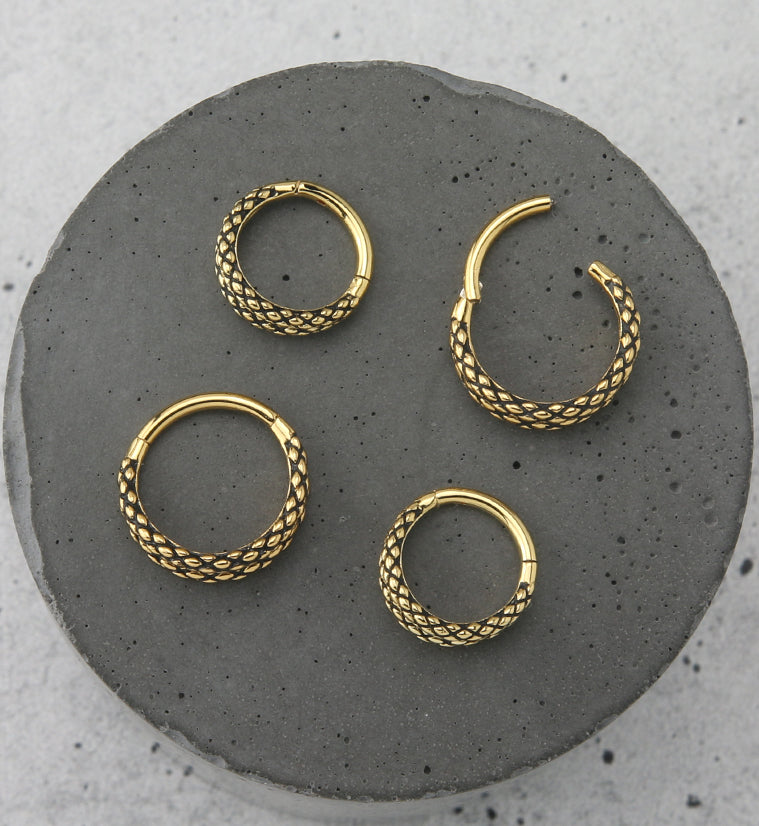 Double Scales Gold PVD Hinged Segment Ring