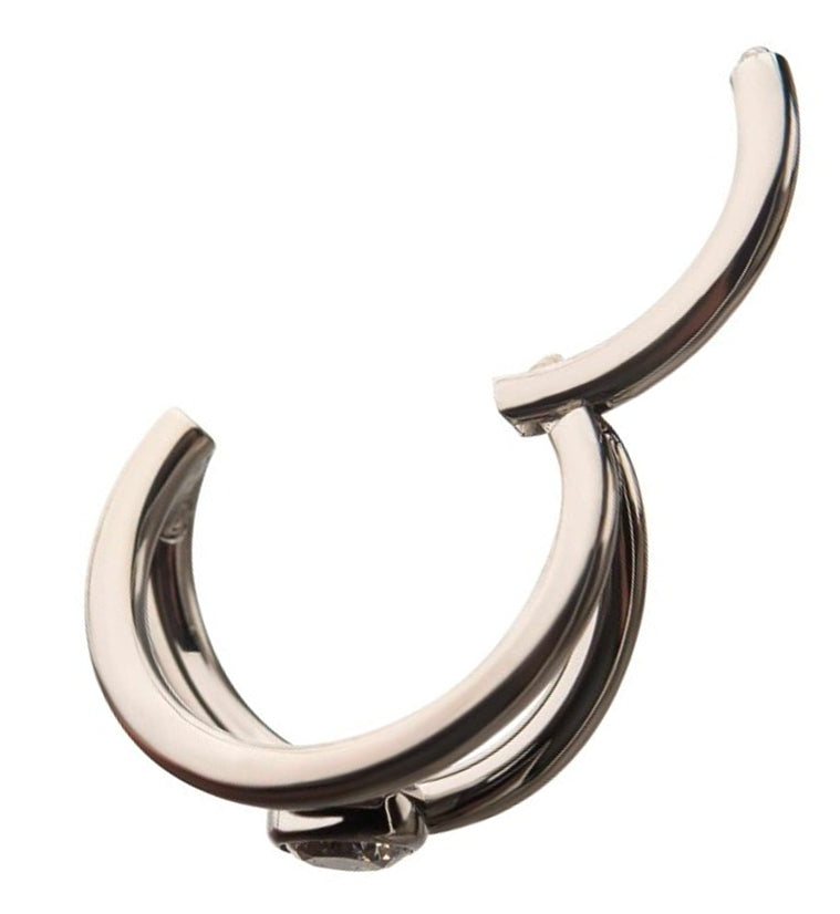 Double Side Bar CZ Titanium Hinged Segment Ring