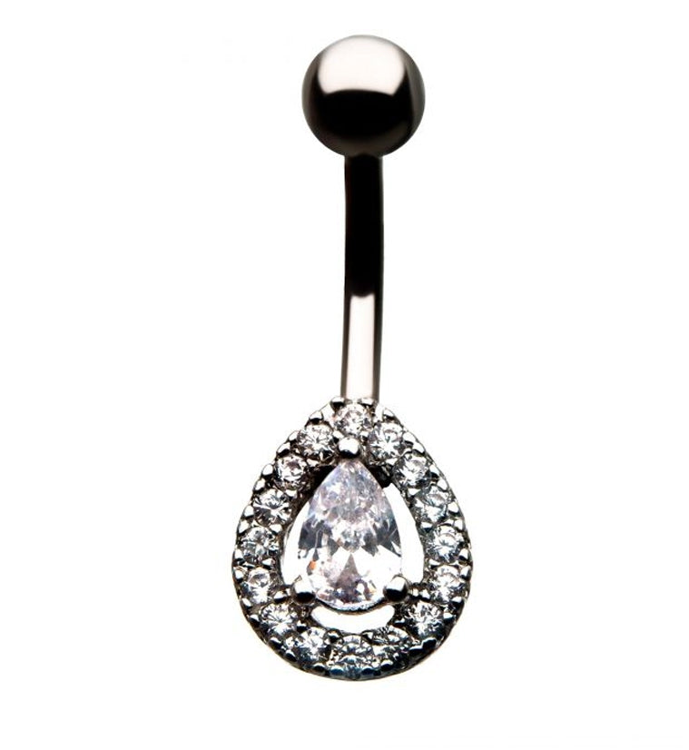 Double Teardrop CZ Gem Belly Ring