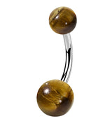 Double Tiger Eye Stone Belly Ring