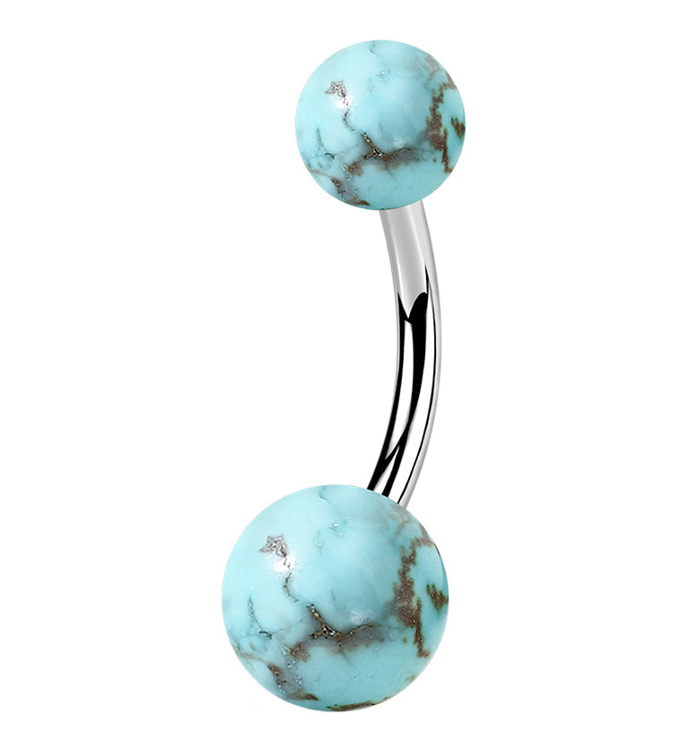 Double Turquoise Stone Belly Ring