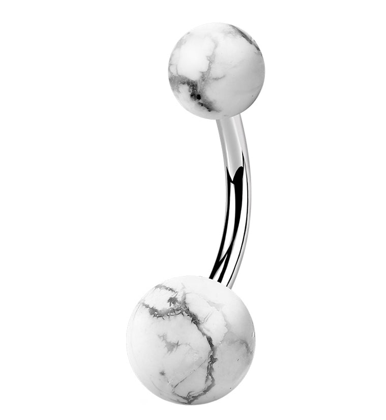 Double White Howlite Stone Belly Ring