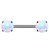 Double White Opalite Threadless Barbell