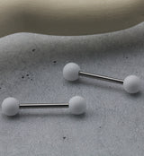 Double White Silicon Ball Stainless Steel Barbell