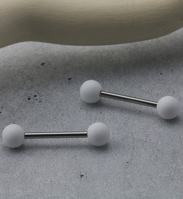 Double White Silicon Ball Stainless Steel Barbell