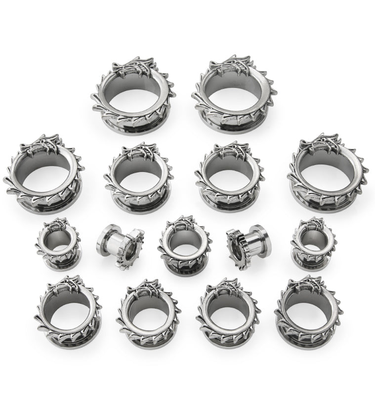 Dragon Wrap Stainless Steel Tunnel Plugs