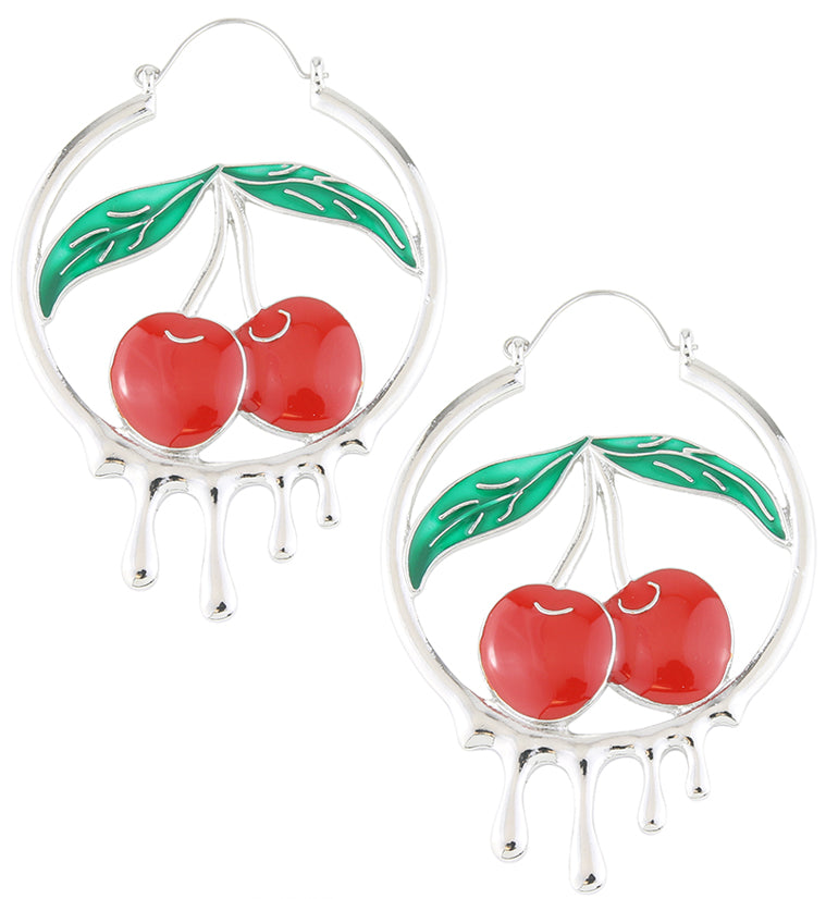 Dripping Cherries Stainless Steel Plug Hoops