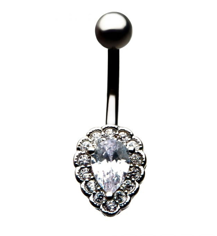 Droplet CZ Gem Belly Ring