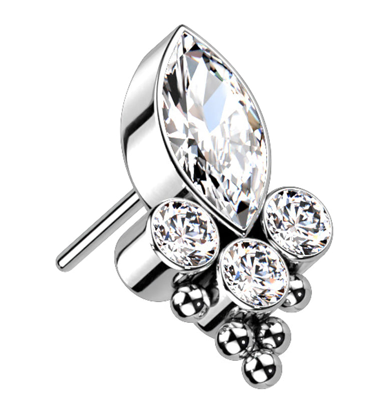 Duchess Beaded Clear CZ Titanium Threadless Top