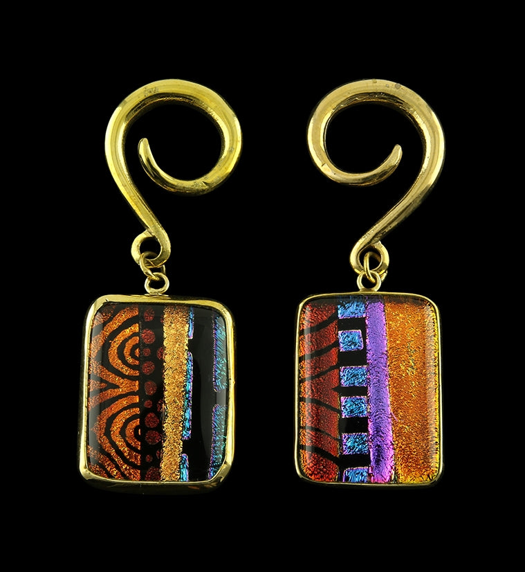 Santa Fe Dichroic Glass Brass Ear Weights Version 5
