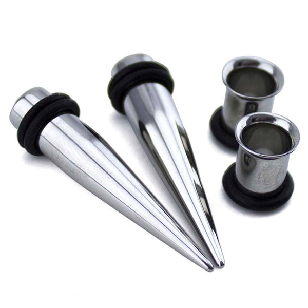 Double Stainless Steel Taper & Tunnel Ear Stretching Kit (4 pieces)