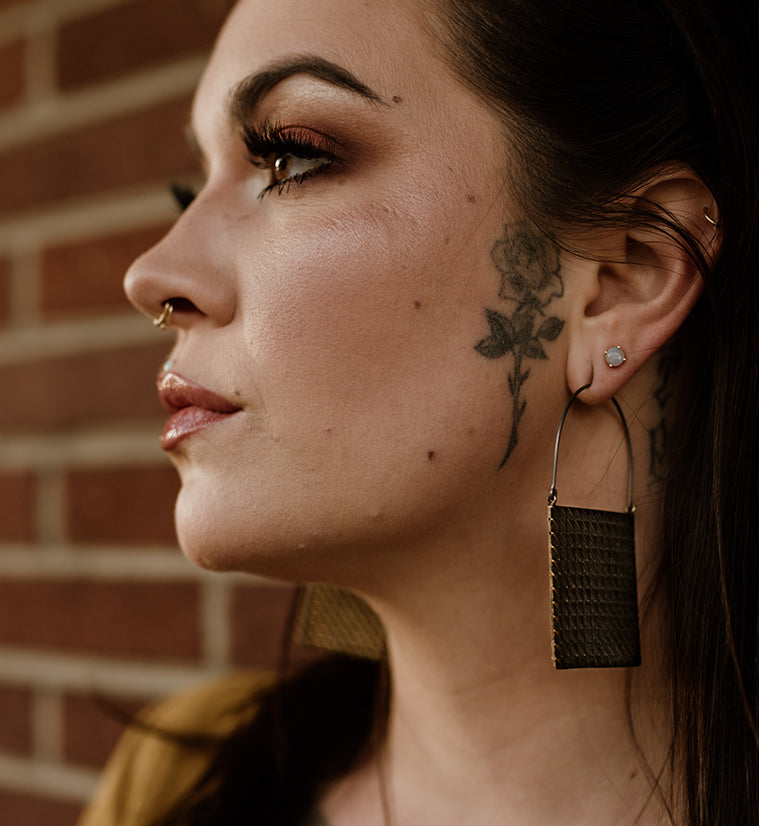 Chequer Titanium Hangers - Earrings