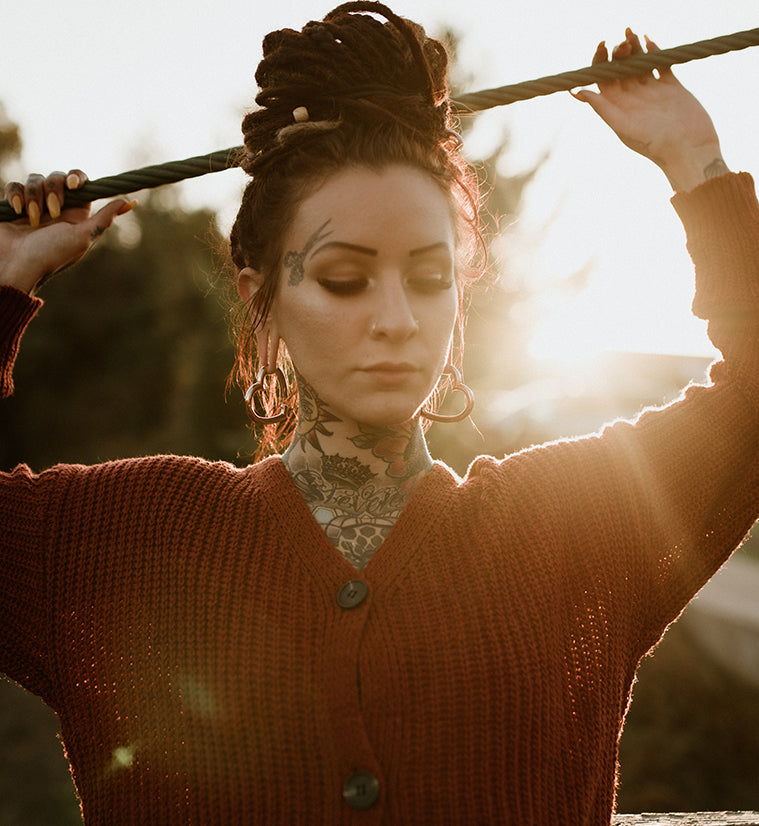 Rose Gold PVD Hanging Heart Ear Weights