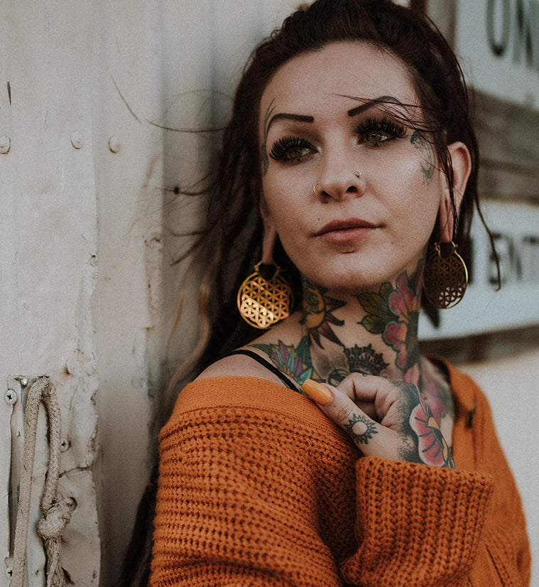 Flower of Life Brass Ear Weights