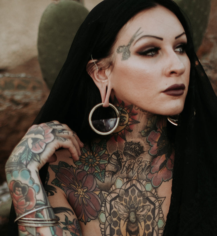 Colure Purple Chalcedony Stone Ear Weights