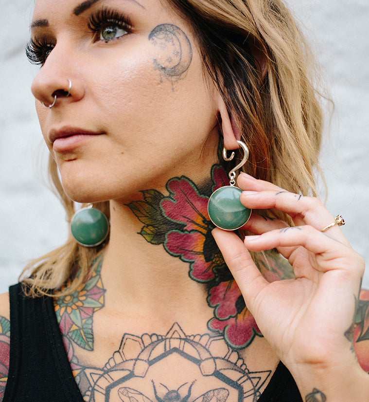 Grand Aventurine Stone Hanging Ear Weights