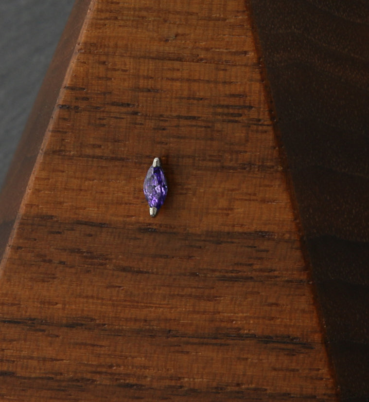 Empress Amethyst CZ Threadless Titanium Top