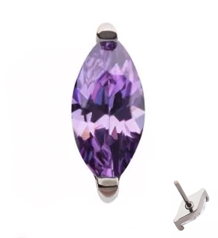 Empress Amethyst CZ Threadless Titanium Top