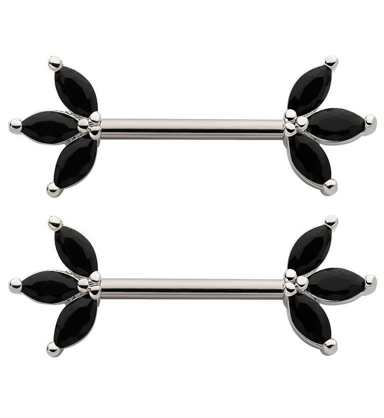 Empress Black CZ Stainless Steel Nipple Barbell
