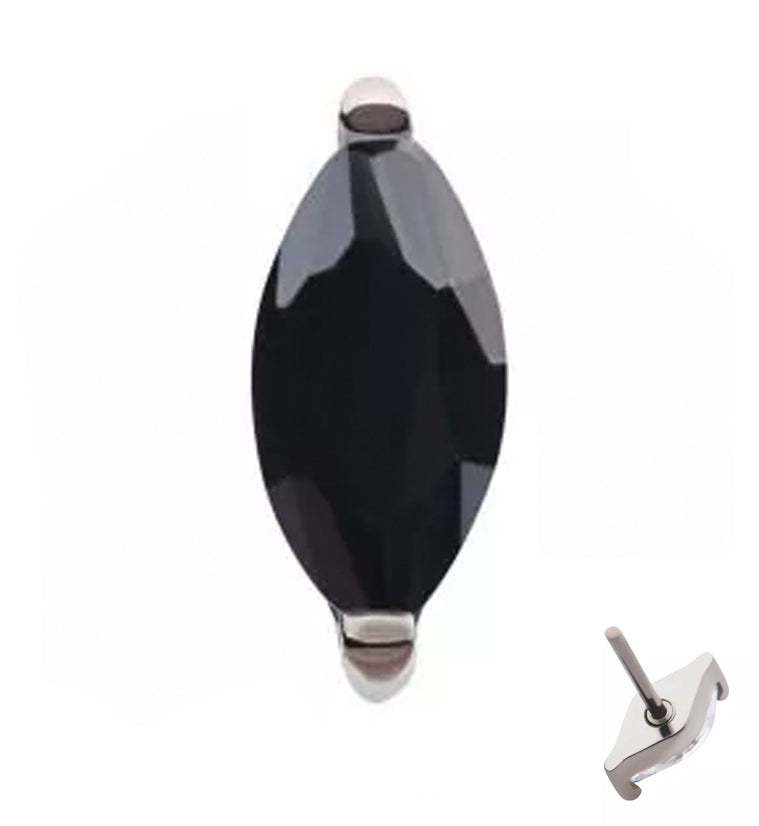 Empress Black CZ Threadless Titanium Top