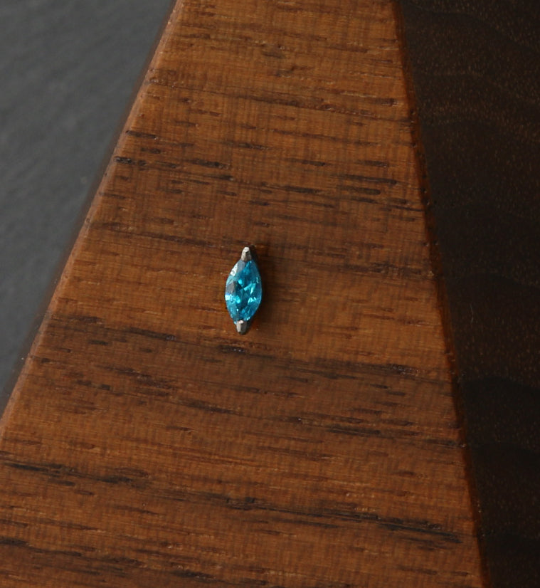 Empress Blue Topaz CZ Threadless Titanium Top